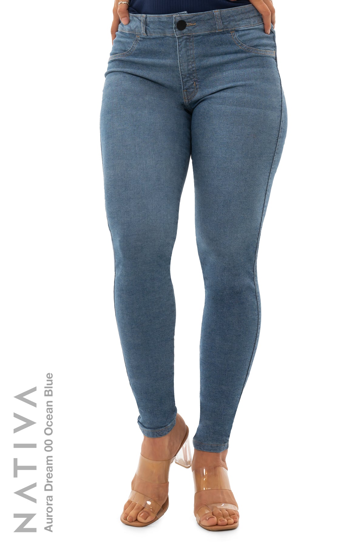 SUPER SKINNY JEANS, AURORA DREAM 00 OCEAN BLUE, Talle Medio. Moldeador Ultra Confortable. Jornada Prolongada. Tecnología No Stress®