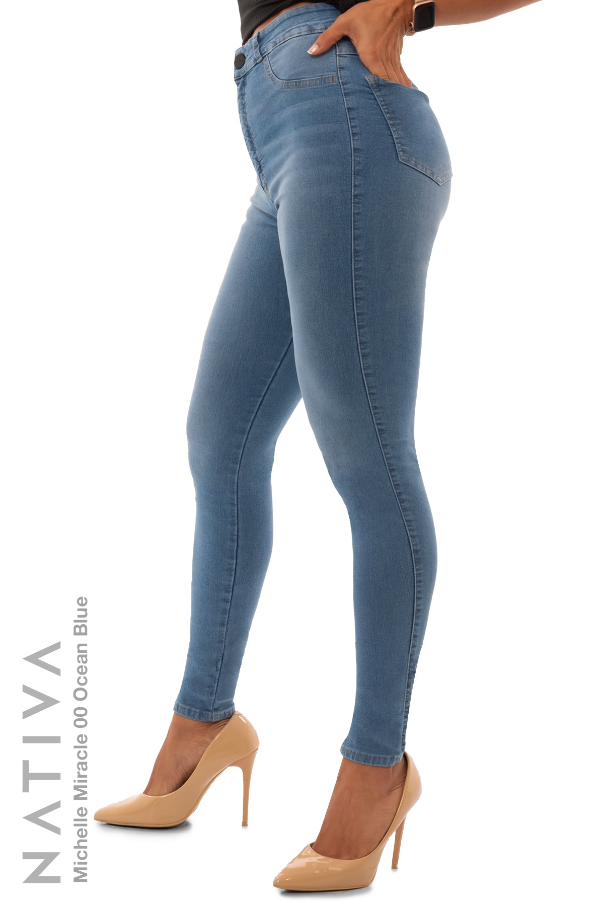 SUPER SKINNY JEANS, MICHELLE MIRACLE 00 OCEAN BLUE, Talle Alto. Moldeador. Movimiento Intenso. Tecnología No Stress®