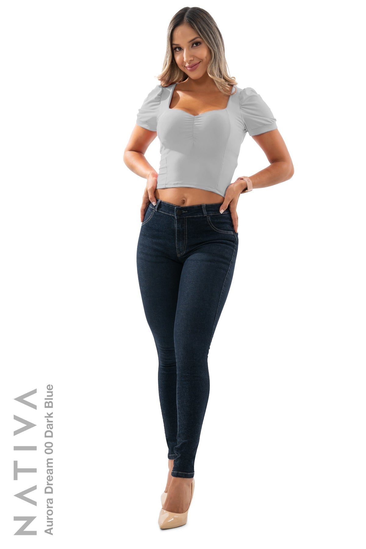 SUPER SKINNY JEANS, AURORA DREAM 00 DARK BLUE, Talle Medio. Moldeador Ultra Confortable. Jornada Prolongada. Tecnología No Stress®